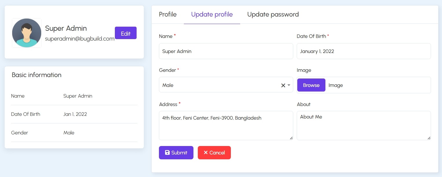 Edit Admin Profile