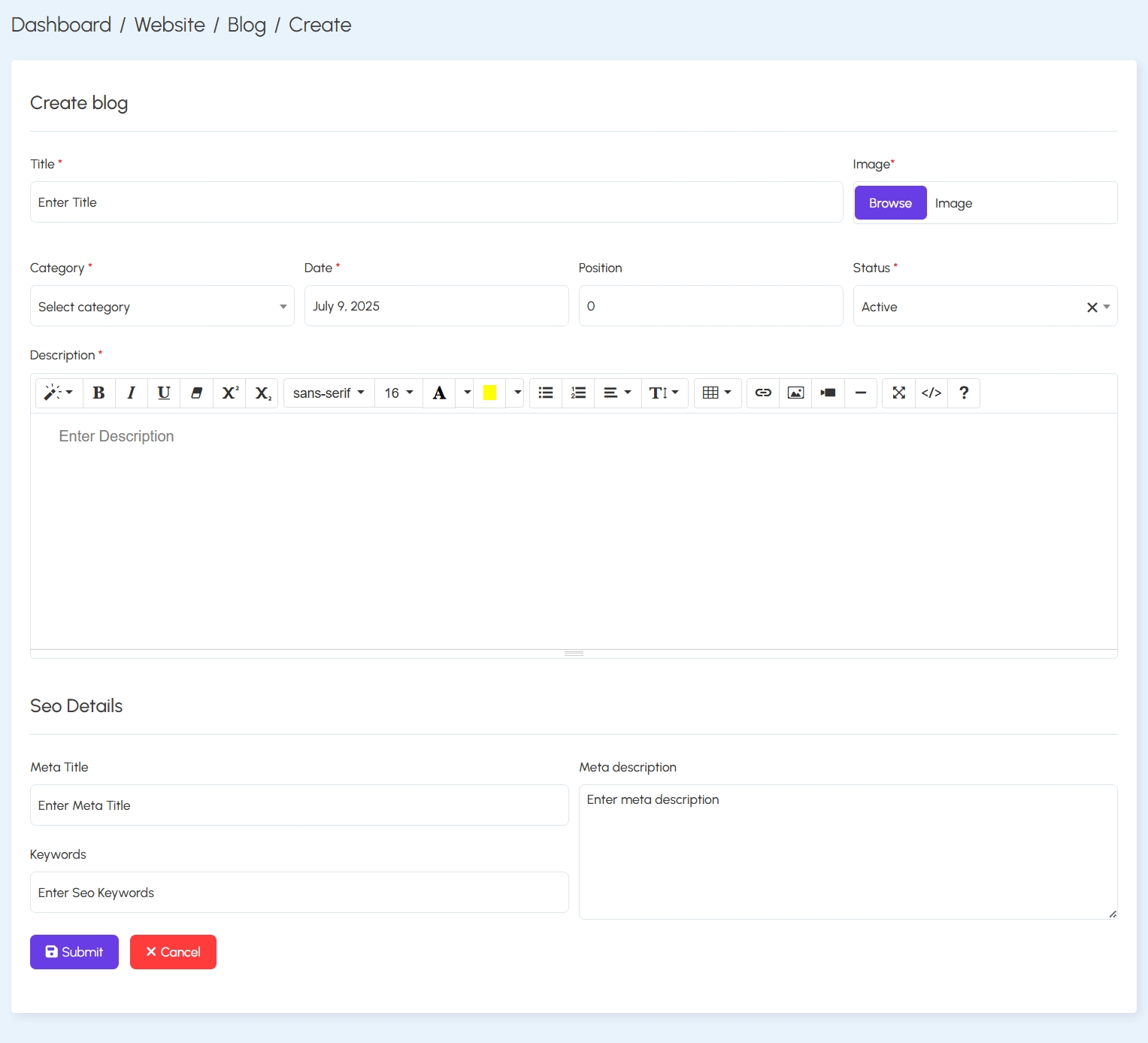 Create Blog Entry