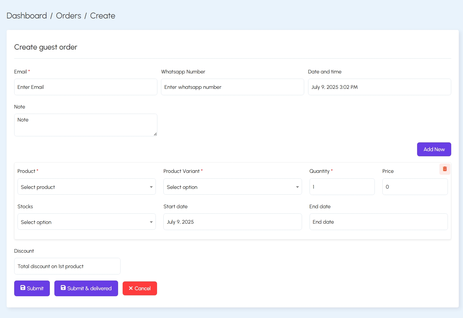 Create Guest Order
