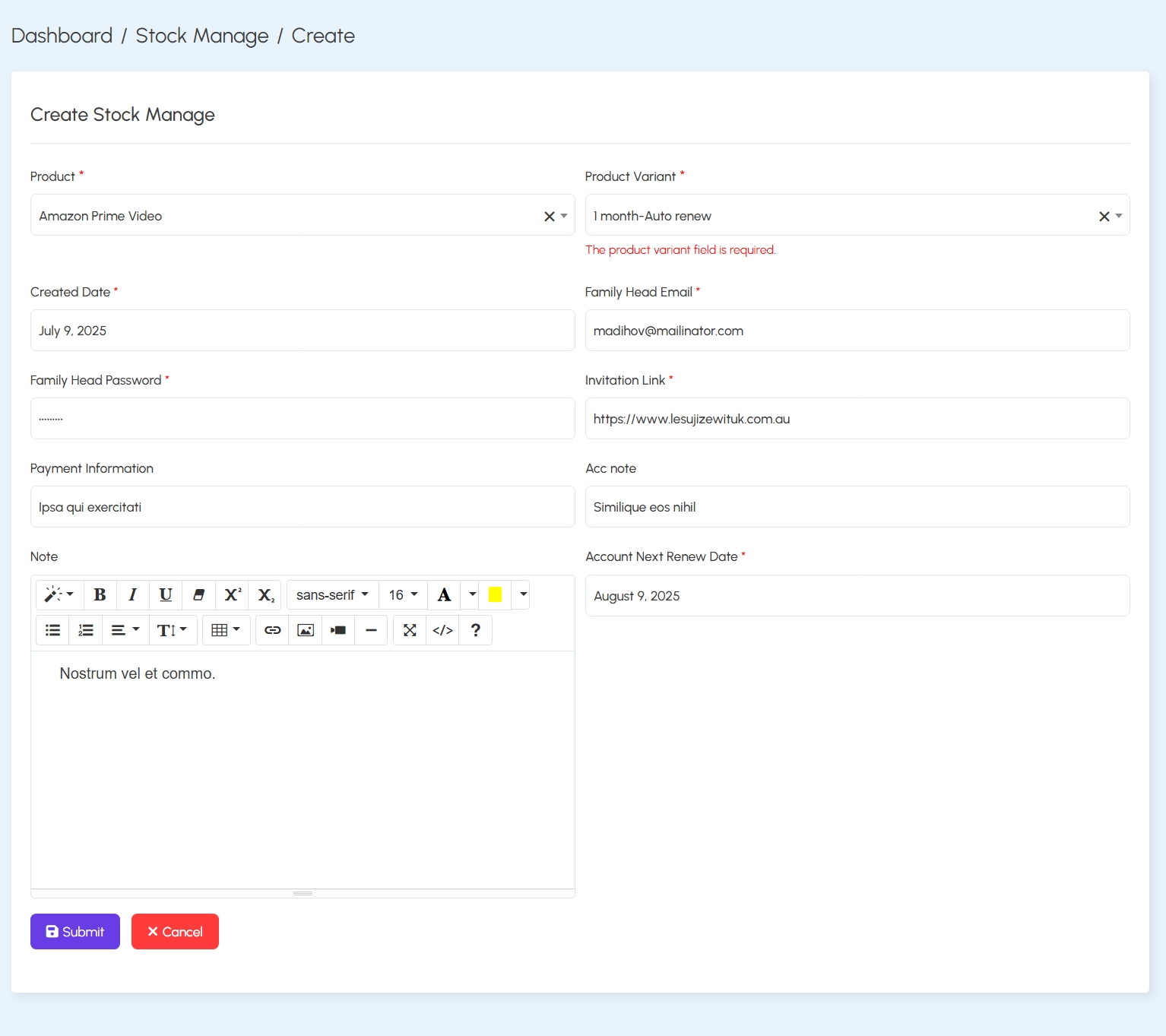 Create Stock Entry