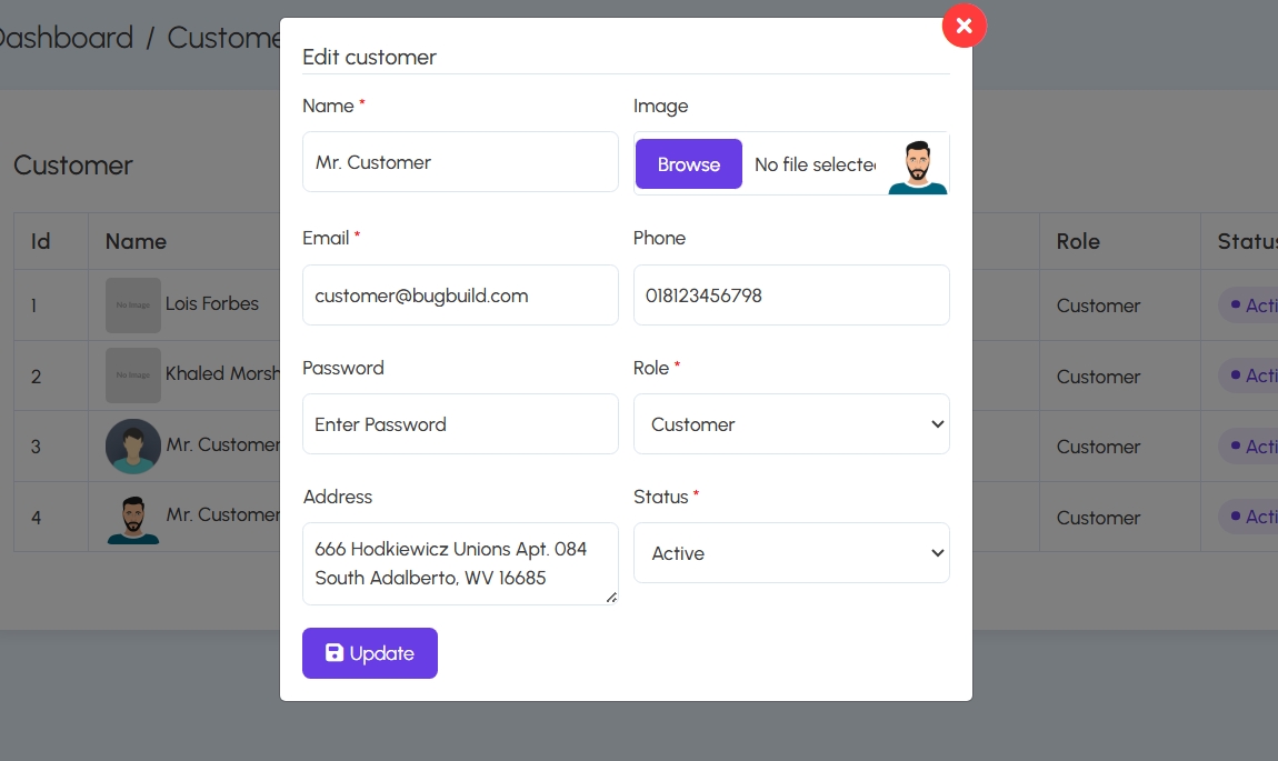 Edit Customer Form
