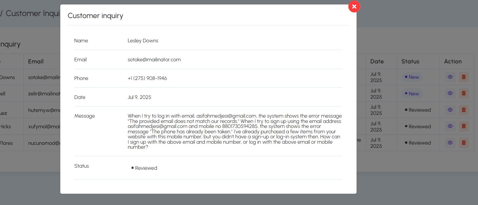 Inquiry Detail Modal