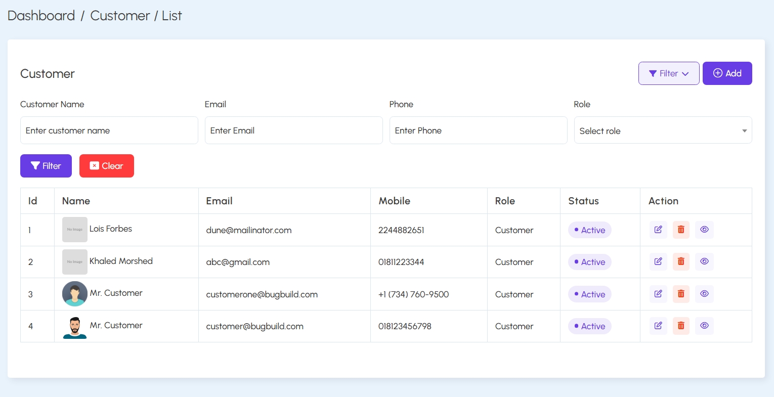 Customer List View