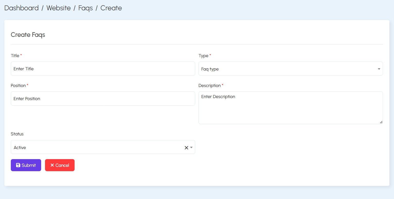 Create FAQ Entry