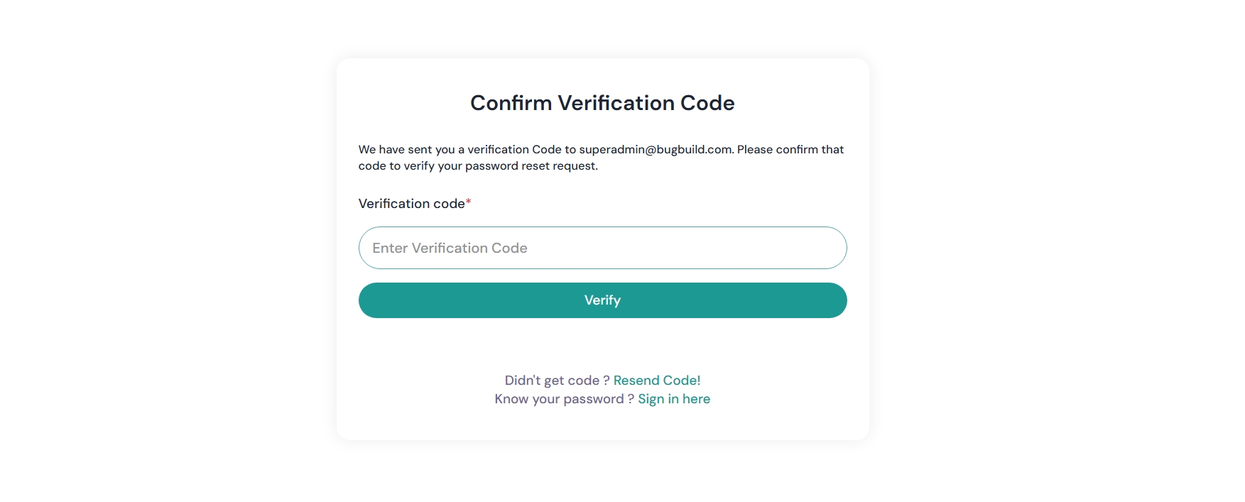 Verification Code Entry