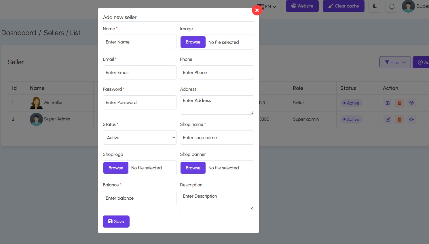 Add Seller Form