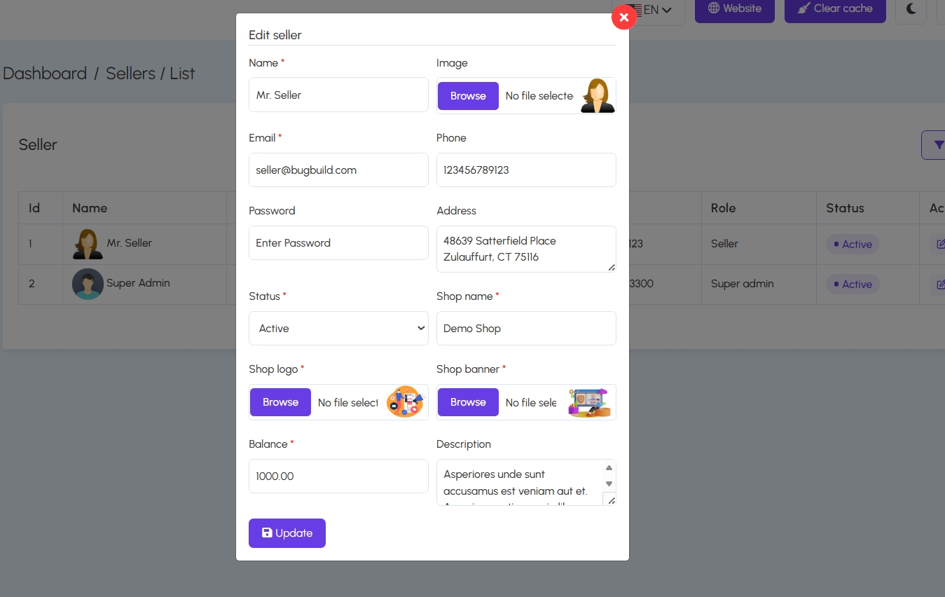 Edit Seller Details