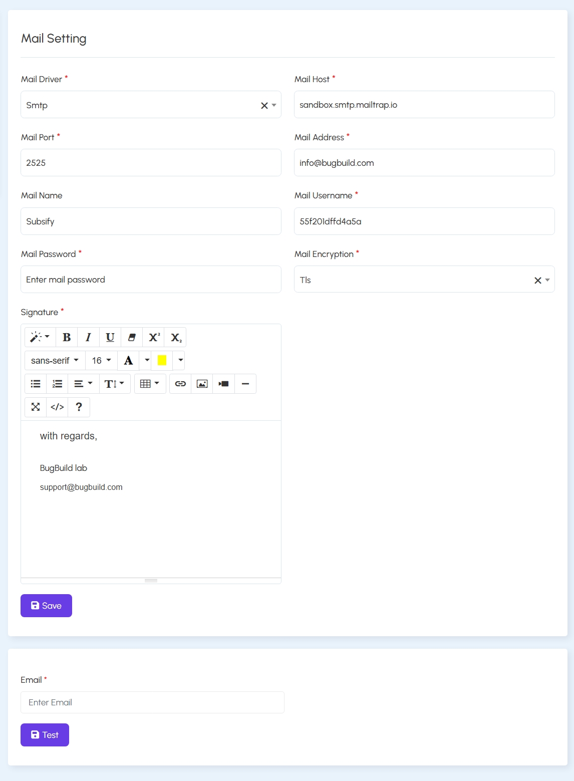 Mail Settings
