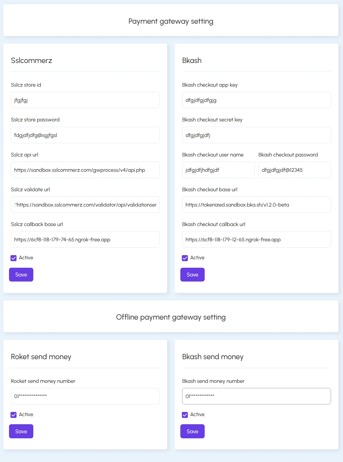 Payment Gateway Settings