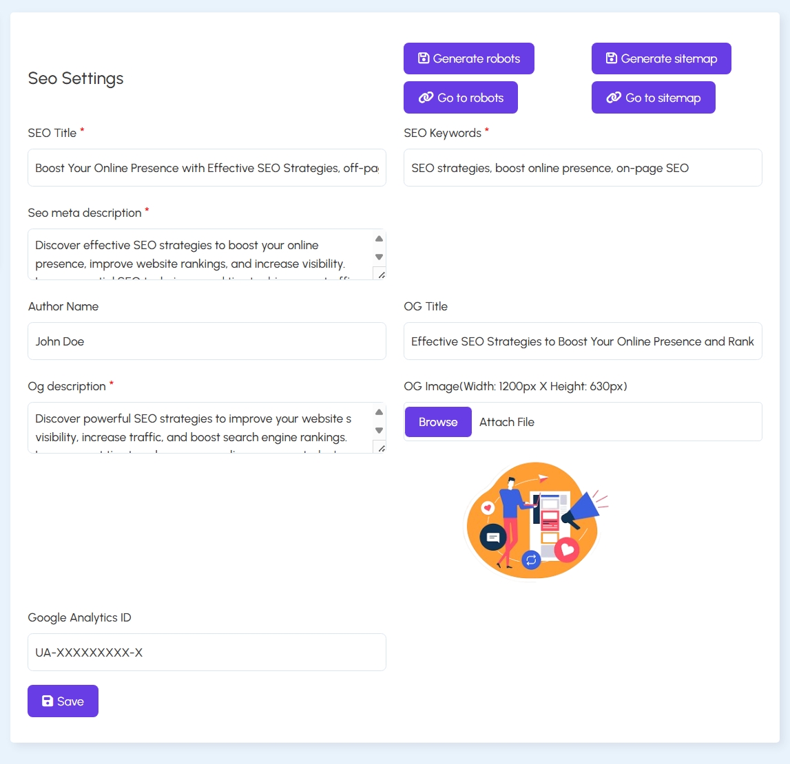 SEO Settings