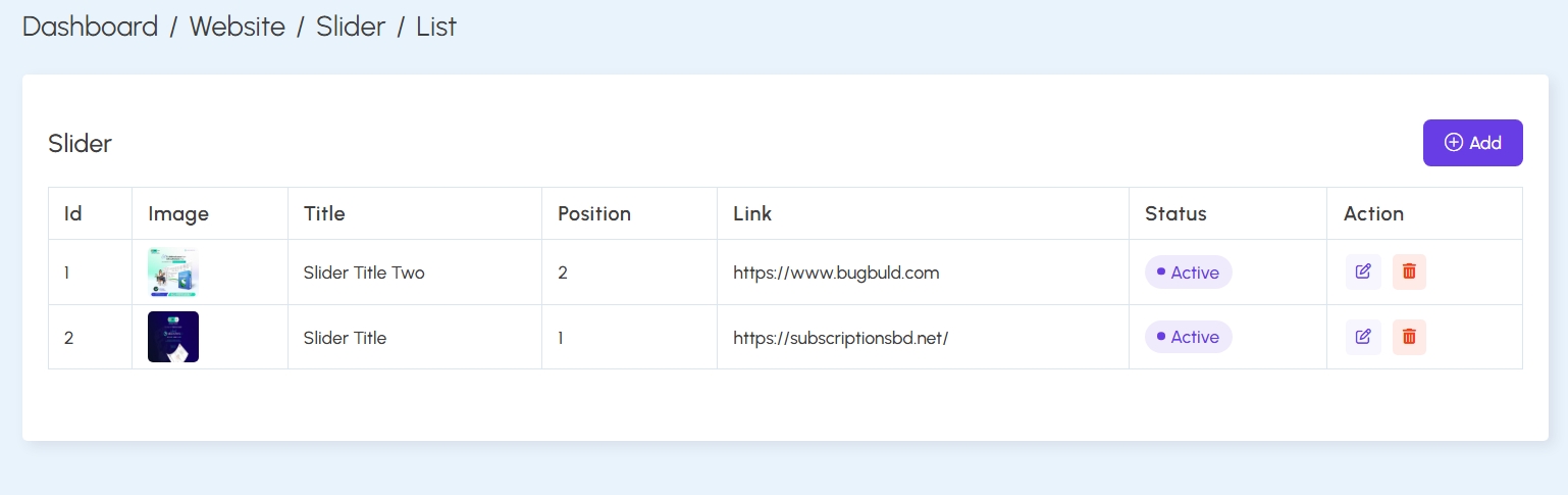 Slider List