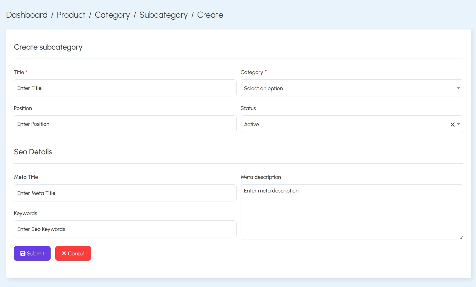 Subcategory List